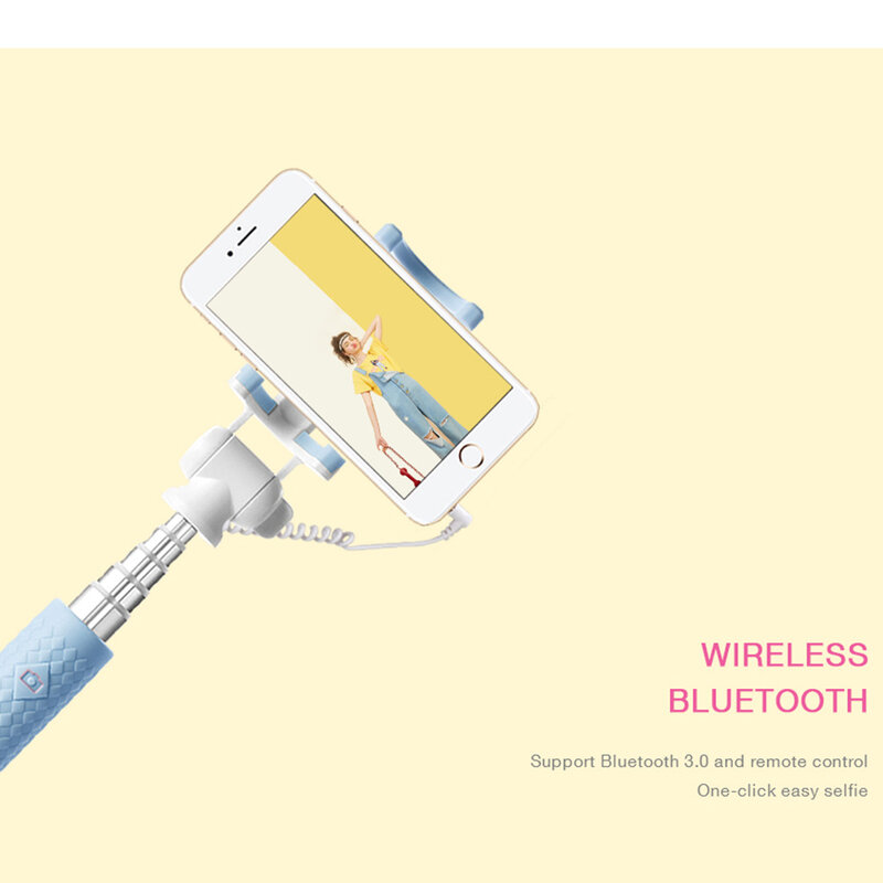 Suport Selfie Stick Recci Nimble Series Wireless Bluetooth Hidden Earphone Plug Cable - RST-C01 - White