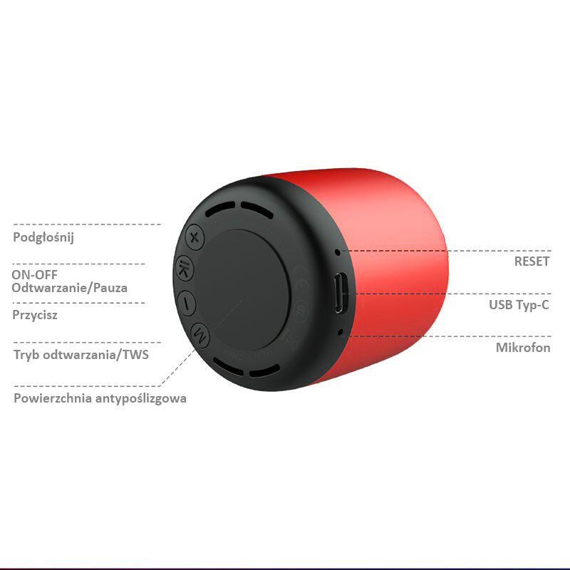 Boxa Portabila Nillkin Bullet Mini Aluminum TWS Bluetooth 4.2 Portable Wireless Built-in Mic 2W - Red