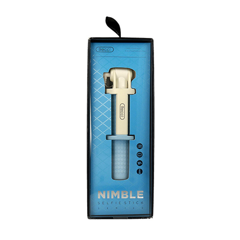 Suport Selfie Stick Recci Nimble Series Wireless Bluetooth Hidden Earphone Plug Cable - RST-C01 - Blue