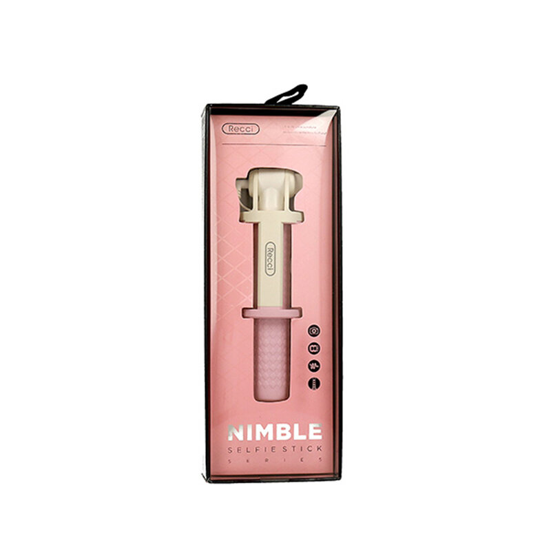 Suport Selfie Stick Recci Nimble Series Wireless Bluetooth Hidden Earphone Plug Cable - RST-C01 - Pink