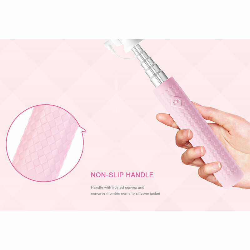 Suport Selfie Stick Recci Nimble Series Wireless Bluetooth Hidden Earphone Plug Cable - RST-C01 - Pink