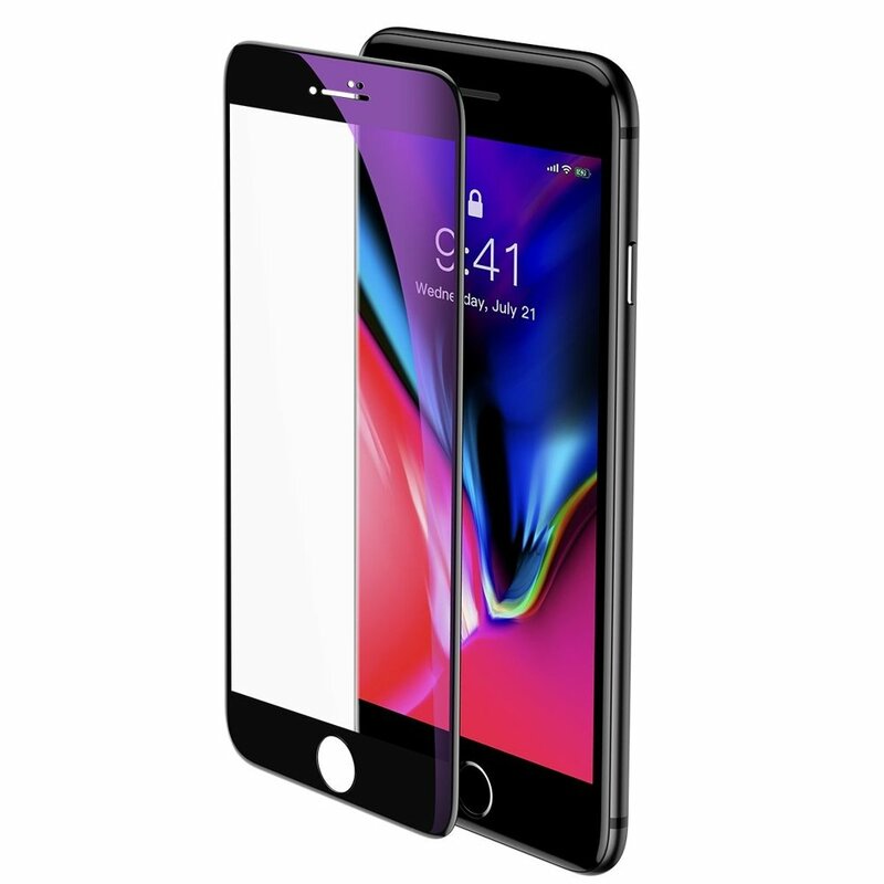[Pachet 2x] Folie Sticla iPhone 7 Baseus Anti-Bluelight - SGAPIPH8N-HPE01 - Negru