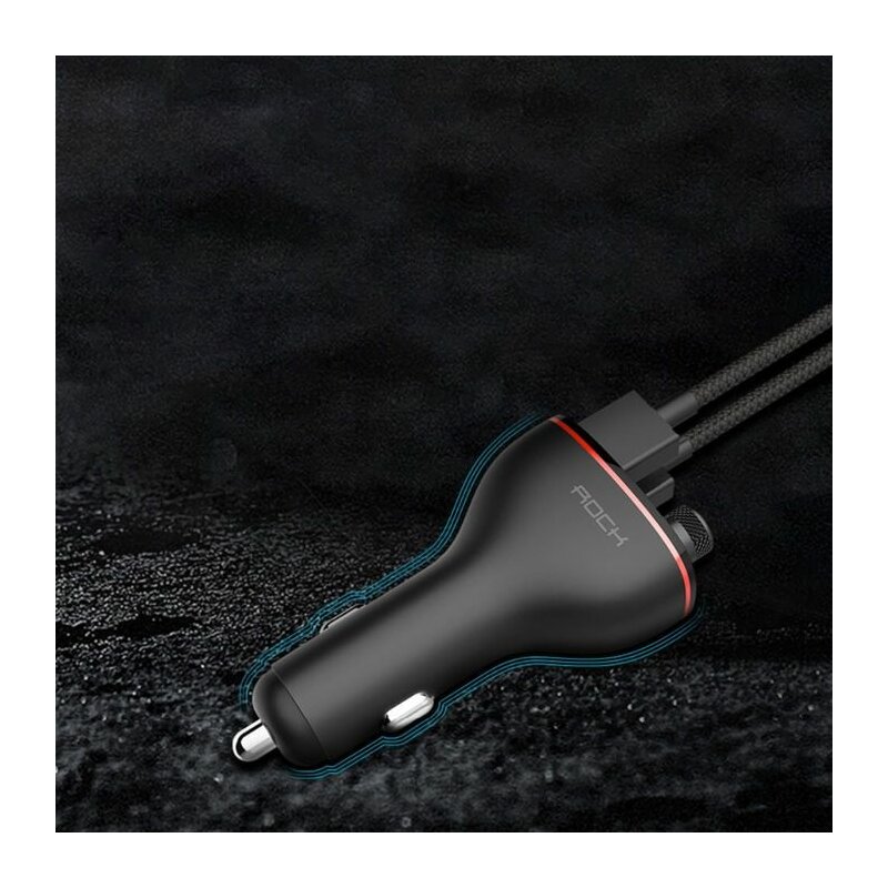 Incarcator Auto Cu Modulator FM Rock B300 Bluetooth MP3 Wireless Dual-USB - Black