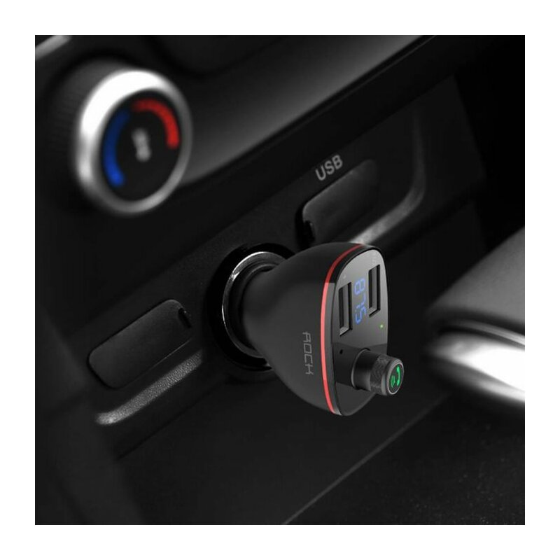 Incarcator Auto Cu Modulator FM Rock B300 Bluetooth MP3 Wireless Dual-USB - Black