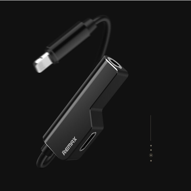Convertor Audio Remax Enjoy Series Splitter Adapter Lightning to Lightning/AUX Jack 3,5mm - RL-LA02i 3.5Lt - Black