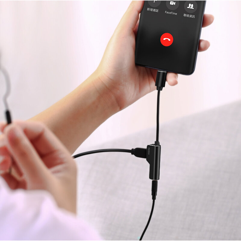 Convertor Audio Remax Enjoy Series Splitter Adapter Lightning to Lightning/AUX Jack 3,5mm - RL-LA02i 3.5Lt - Black