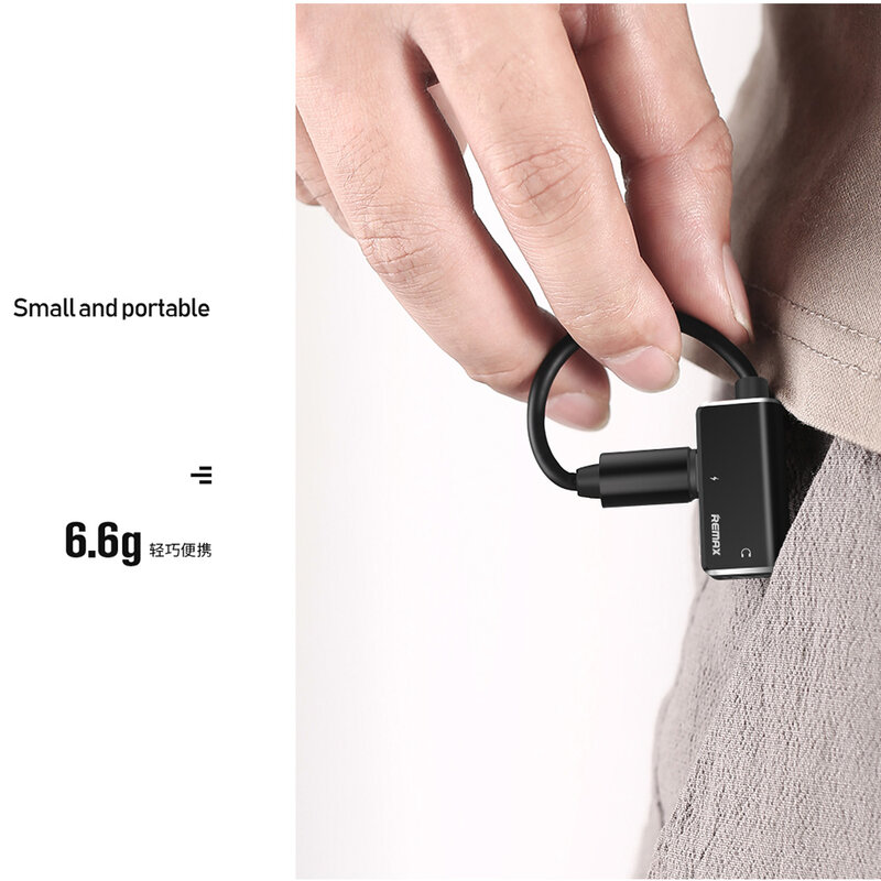 Convertor Audio Remax Enjoy Series Splitter Adapter Lightning to Lightning/AUX Jack 3,5mm - RL-LA02i 3.5Lt - Black