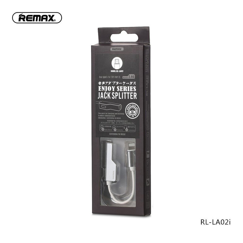 Convertor Audio Remax Enjoy Series Splitter Adapter Lightning to Lightning/AUX Jack 3,5mm - RL-LA02i 3.5Lt - Black