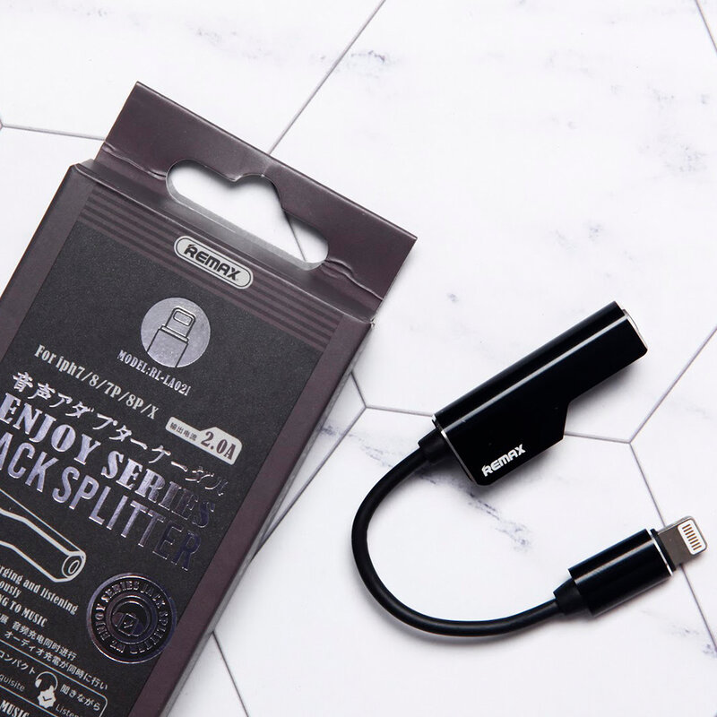 Convertor Audio Remax Enjoy Series Splitter Adapter Lightning to Lightning/AUX Jack 3,5mm - RL-LA02i 3.5Lt - Black