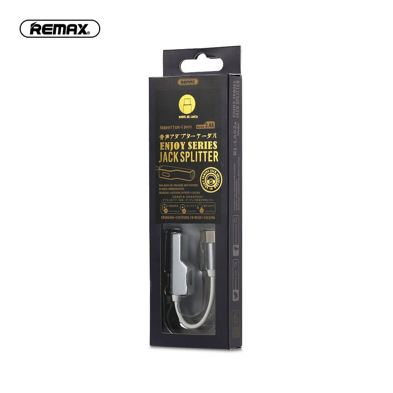 Adaptor audio Remax, convertor Type-C la Type-C, Jack 3,5mm, negru, RL-LA02a 