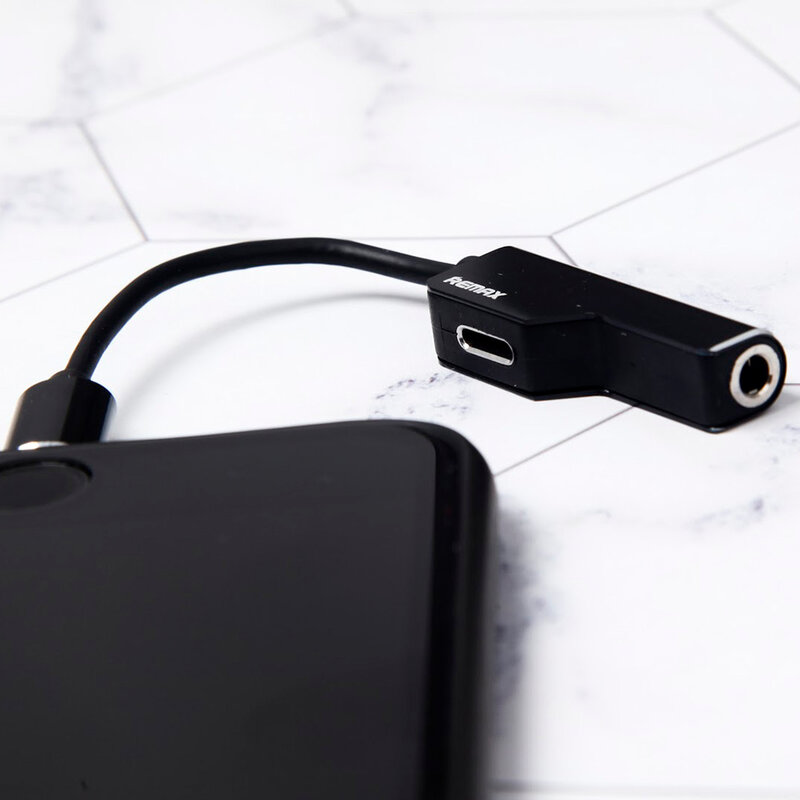 Adaptor audio Remax, convertor Type-C la Type-C, Jack 3,5mm, negru, RL-LA02a 