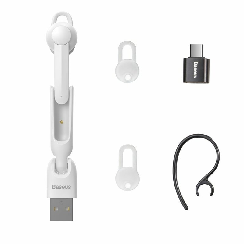 Casca Bluetooth Baseus A05 Wireless Earphone Headset BT V5.0 + USB Docking Station - NGA05-02 - White