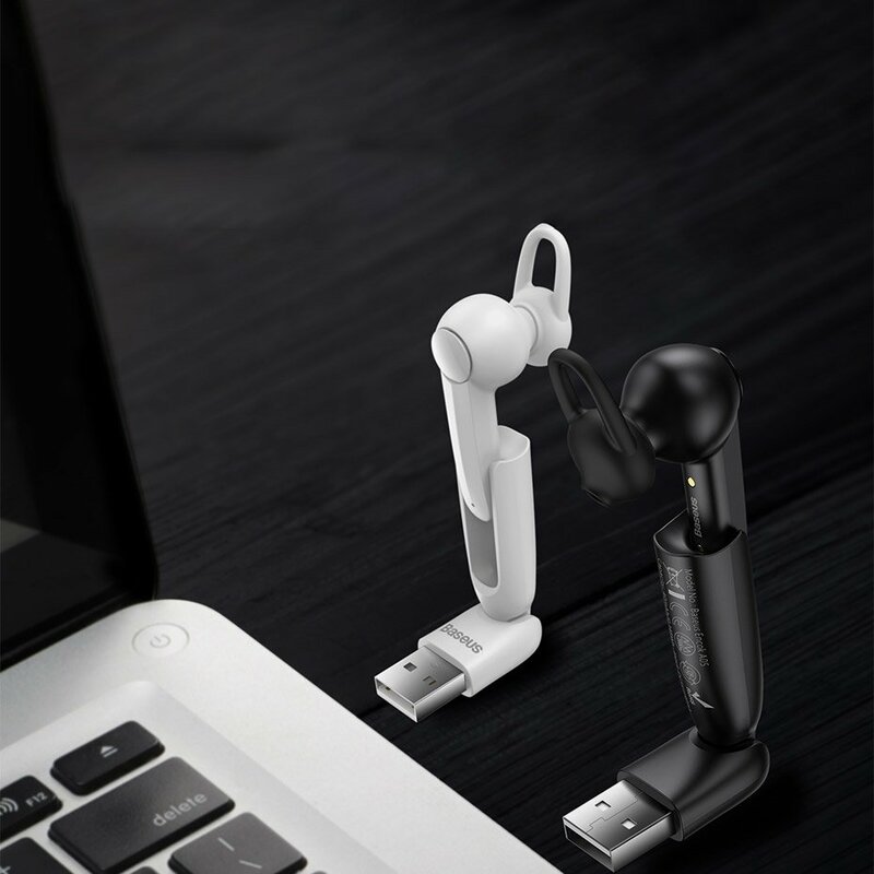 Casca Bluetooth Baseus A05 Wireless Earphone Headset BT V5.0 + USB Docking Station - NGA05-02 - White