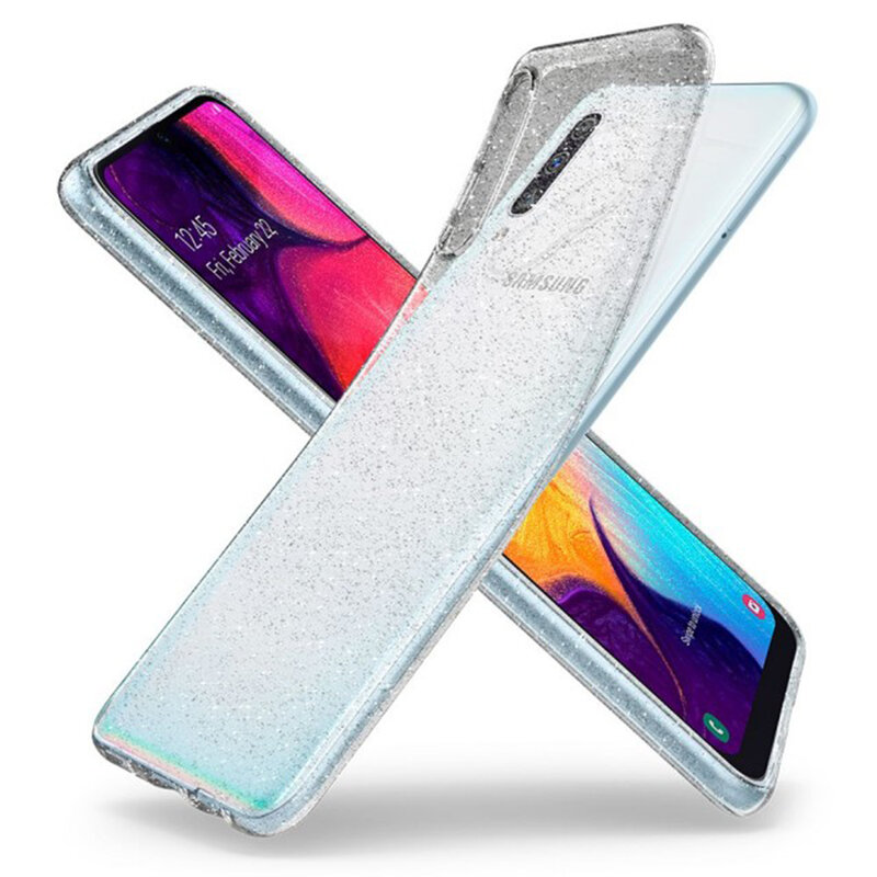 Bumper Samsung Galaxy A50 Spigen Liquid Crystal Glitter - Crystal Quartz