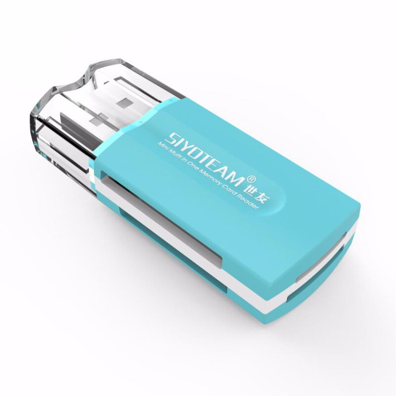 Card Reader Siyoteam SY-596 Universal 4 in 1 USB 2.0 All in One Support TF/SD/MMC/MS/M2/CF - Black