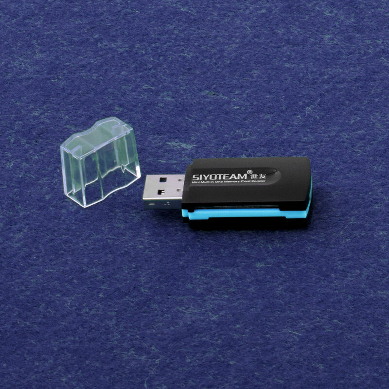 Card Reader Siyoteam SY-596 Universal 4 in 1 USB 2.0 All in One Support TF/SD/MMC/MS/M2/CF - Black