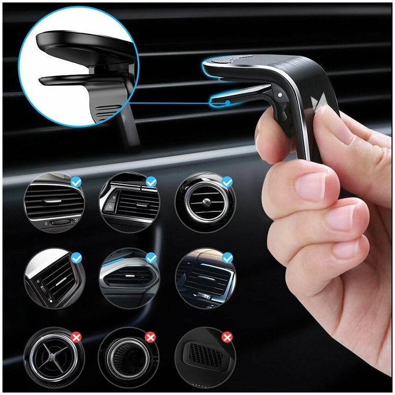 Suport Auto Wozinsky Universal Magnetic Bracket Mount Phone Holder Pentru Grila De Ventilatie - WCH-02 - Black 