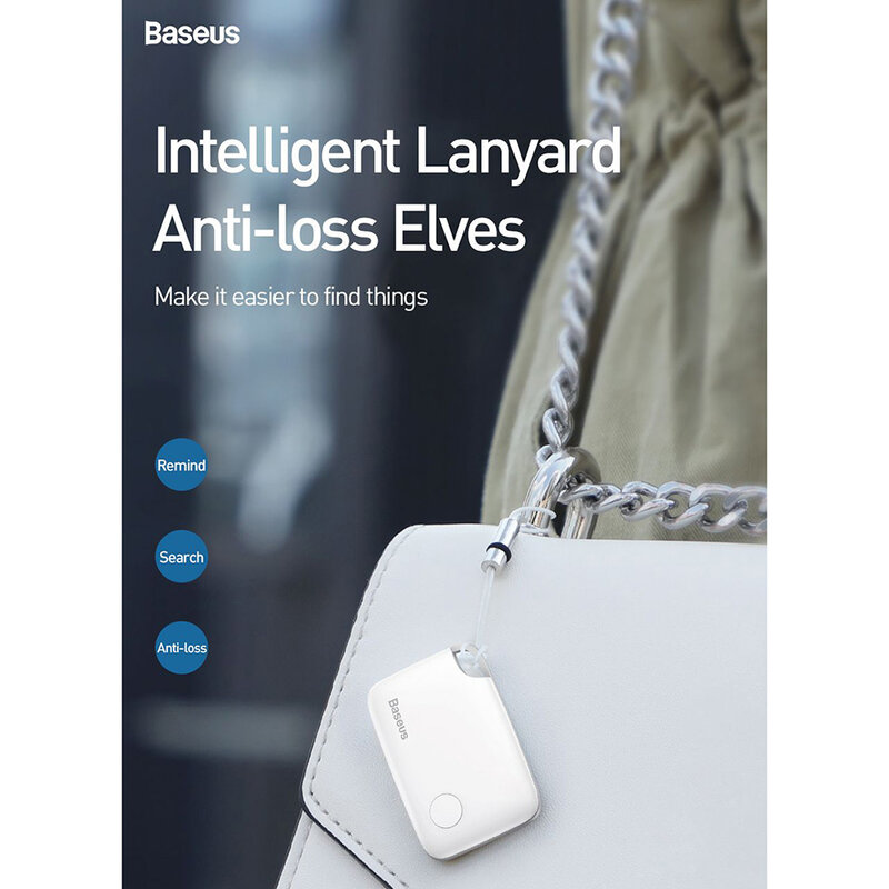 Card Antifurt Baseus T1 Mini Flat Type Anti-loss Cu Localizator GPS Si Alarma Anti-pierdere - ZLFDQT1-02 - White