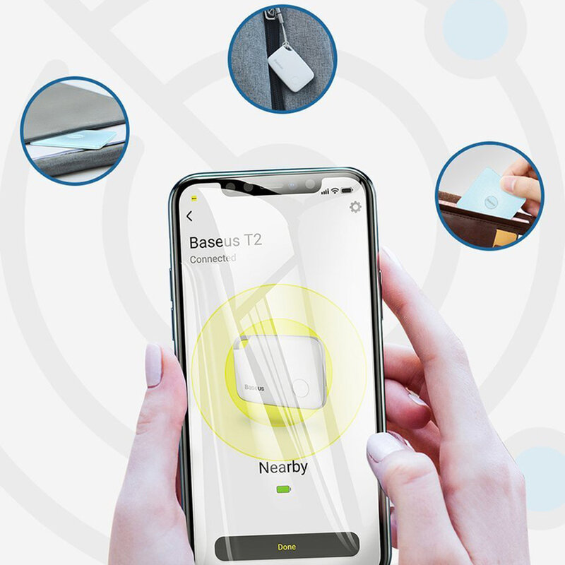 Card Antifurt Baseus T1 Mini Flat Type Anti-loss Cu Localizator GPS Si Alarma Anti-pierdere - ZLFDQT1-02 - White