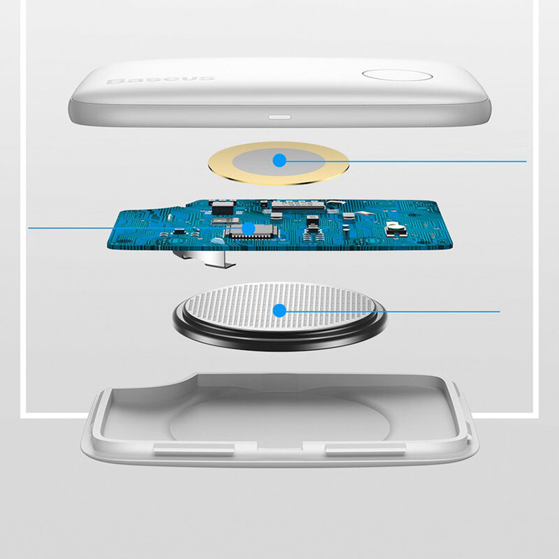 Card Antifurt Baseus T1 Mini Flat Type Anti-loss Cu Localizator GPS Si Alarma Anti-pierdere - ZLFDQT1-02 - White
