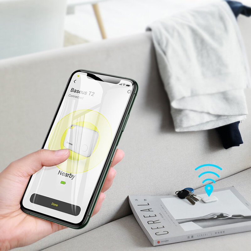 Card Antifurt Baseus T1 Mini Flat Type Anti-loss Cu Localizator GPS Si Alarma Anti-pierdere - ZLFDQT1-02 - White