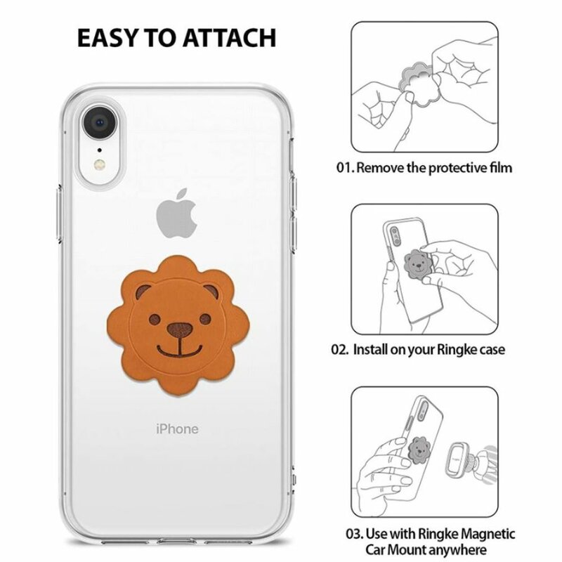 Placa Metalica Autoadeziva Ringke Magnetic Character Animal Edition Holder Pentru Suporturi Magnetice - Lion