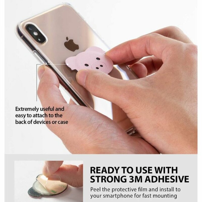 Placa Metalica Autoadeziva Ringke Magnetic Character Animal Edition Holder Pentru Suporturi Magnetice - Pig