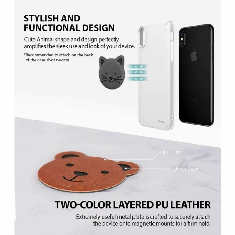 Placa Metalica Autoadeziva Ringke Magnetic Character Animal Edition Holder Pentru Suporturi Magnetice - Bear