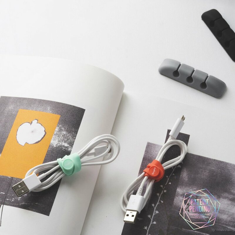 [Pachet 4x] Organizator cabluri Ringke Silicone One Color Autoadeziv Pentru Birou - ACOR0002 - Black