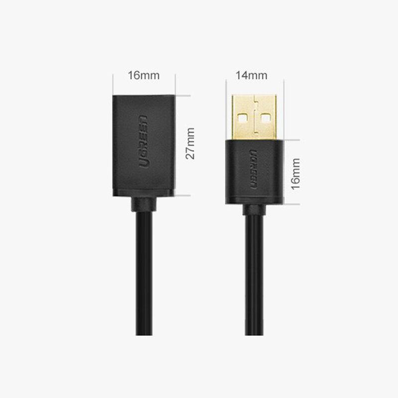 Cablu de date Ugreen, USB mama la USB tata, prelungitor USB, 1m, negru, 10314