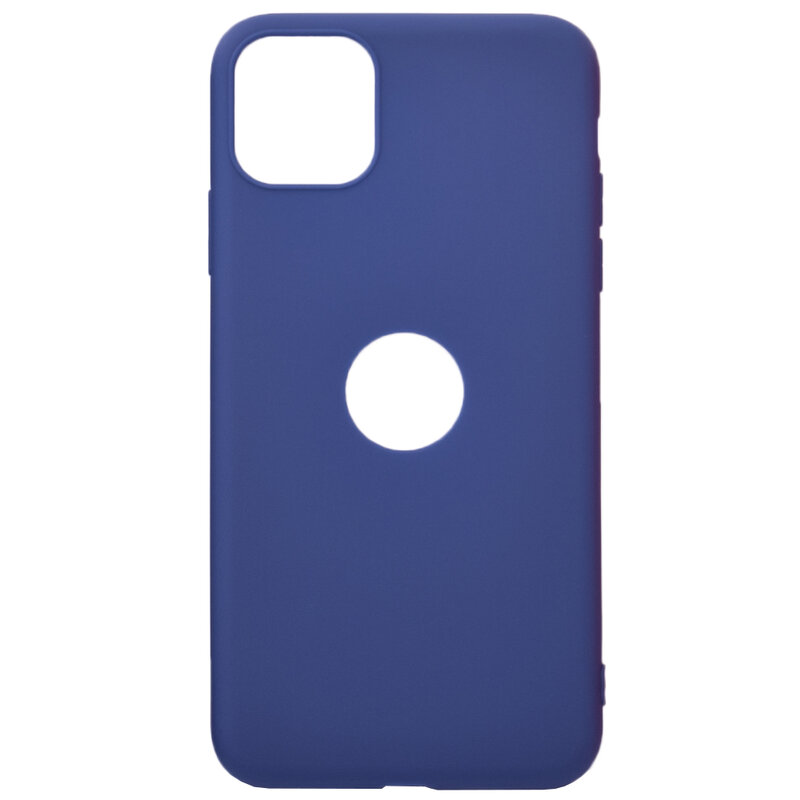Husa iPhone 11 Pro Max Soft TPU Cu Decupaj Pentru Sigla - Albastru