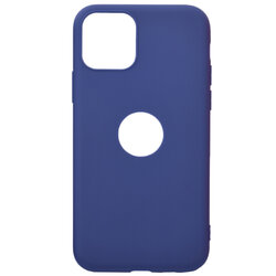 Husa iPhone 11 Pro Soft TPU Cu Decupaj Pentru Sigla - Albastru