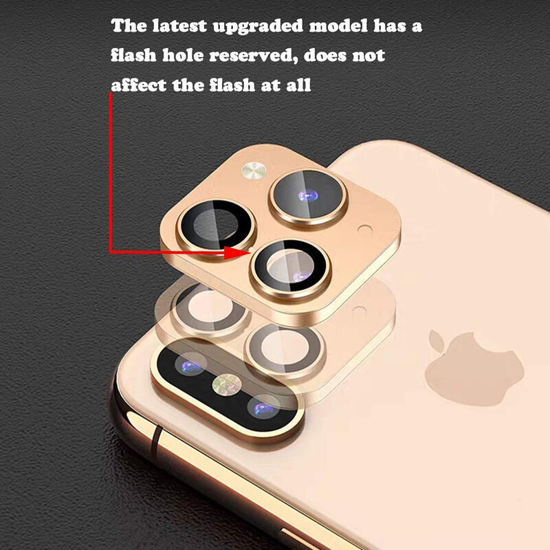 Folie Sticla Iphone X / XS / XS Max Protectie Lentile Fake Camera Cover Imitatie 11 Pro Cu Insertii De Aluminiu - White