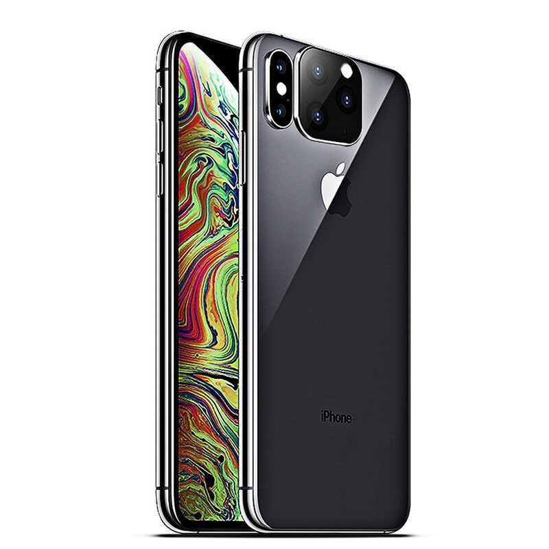 Folie Sticla Iphone X / XS / XS Max Protectie Lentile Fake Camera Cover Imitatie 11 Pro Cu Insertii De Aluminiu - White