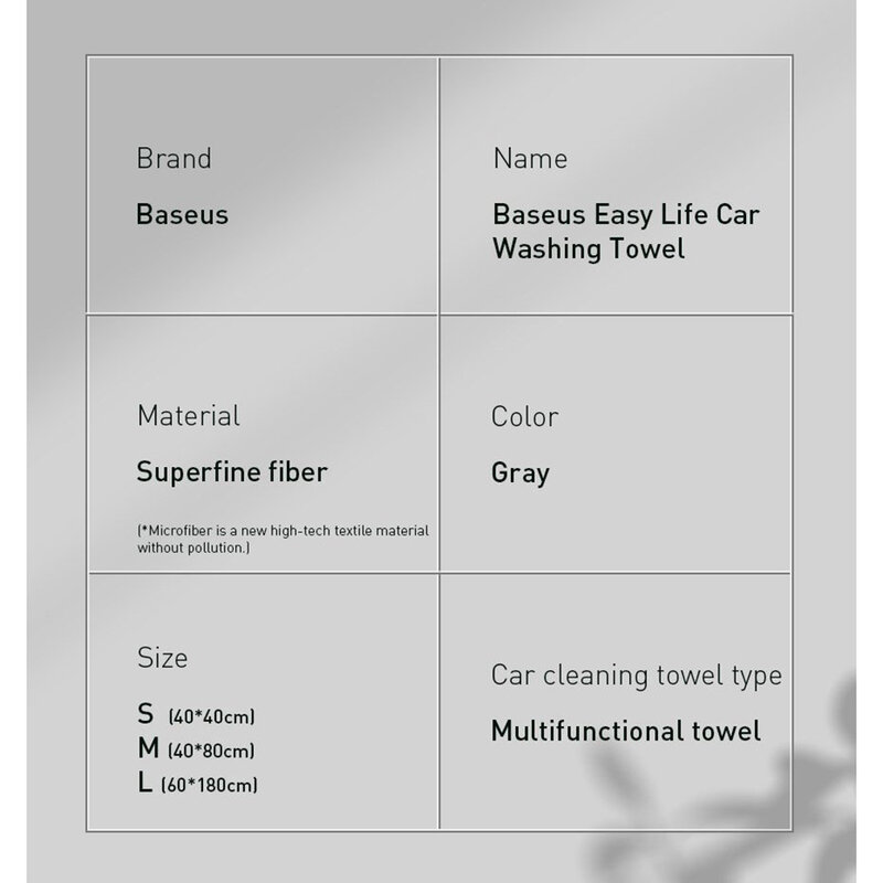 Prosop Auto Baseus Towel Laveta Absorbanta Din Microfibra Pentru Uscare/Detailing 60x180cm - CRXCMJ-B0G - Gray