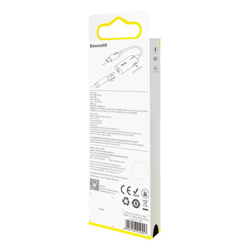 Convertor Audio Baseus L60S Type-C Male To Type-C & 3.5mm Female Adapter 18W 2A - CATL60S-0A - Gri 