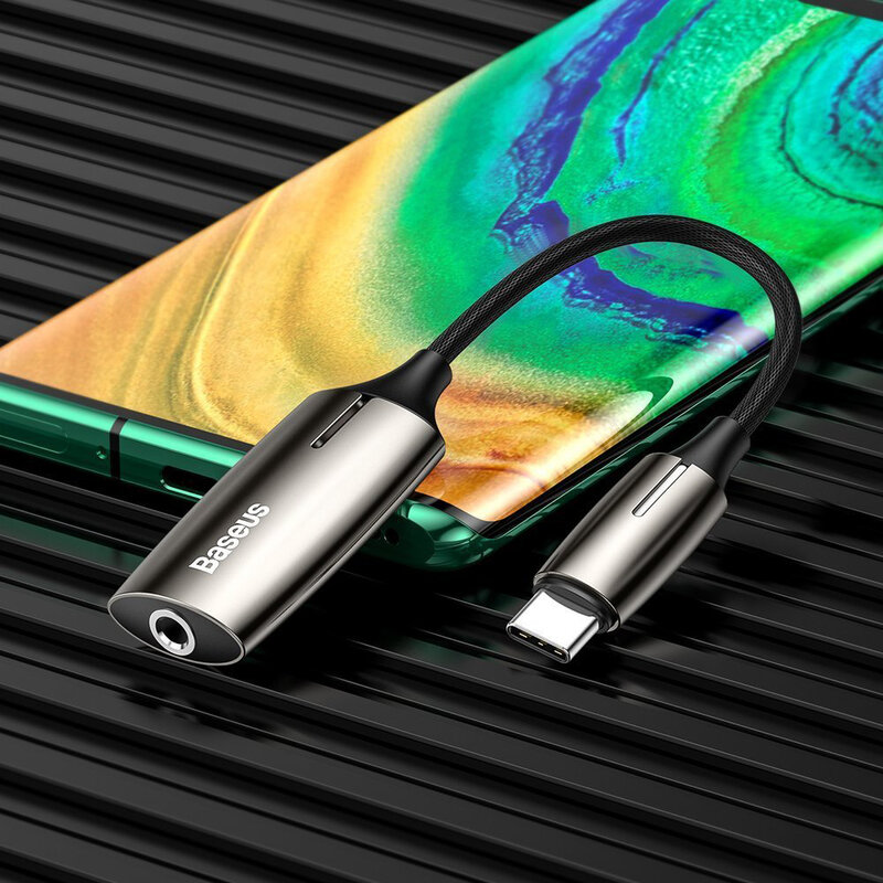 Convertor Audio Baseus L60S Type-C Male To Type-C & 3.5mm Female Adapter 18W 2A - CATL60S-0A - Gri 