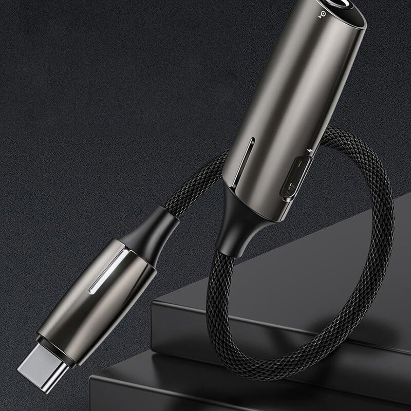 Convertor Audio Baseus L60S Type-C Male To Type-C & 3.5mm Female Adapter 18W 2A - CATL60S-0A - Gri 