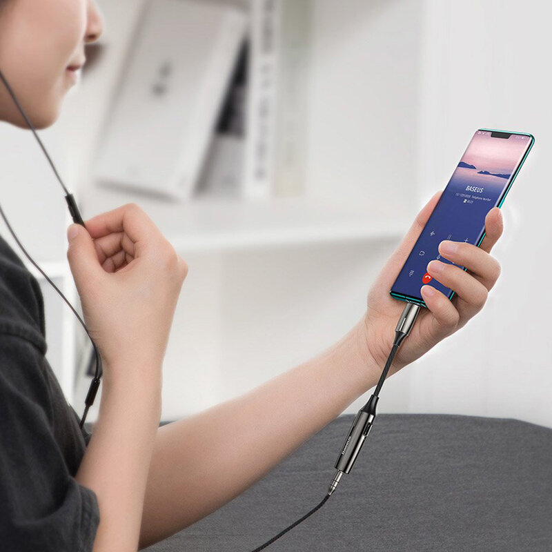 Convertor Audio Baseus L60S Type-C Male To Type-C & 3.5mm Female Adapter 18W 2A - CATL60S-0A - Gri 