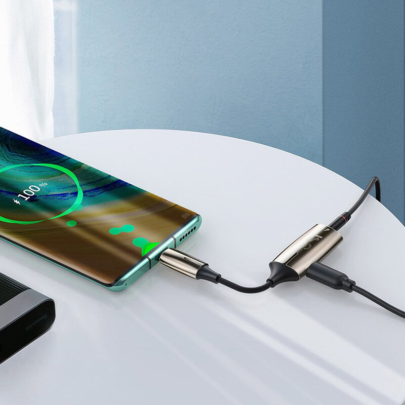 Convertor Audio Baseus L60S Type-C Male To Type-C & 3.5mm Female Adapter 18W 2A - CATL60S-0A - Gri 