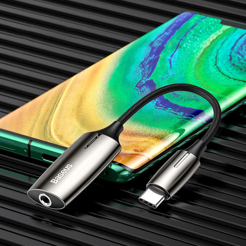 Convertor Audio Baseus L60S Type-C Male To Type-C & 3.5mm Female Adapter 18W 2A - CATL60S-0A - Gri 