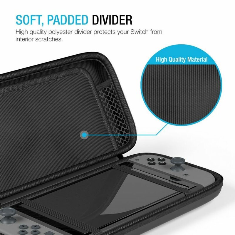 Husa Nintendo Switch Tech-Protect Hardpouch Geanta Cu Spatii De Depozitare Si Fermoar Impermeabila - Black