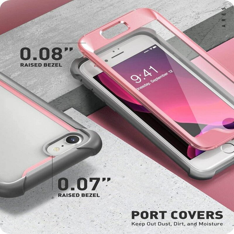 [Pachet 360°] Husa iPhone 8 i-Blason Ares + Folie Ecran - Pink