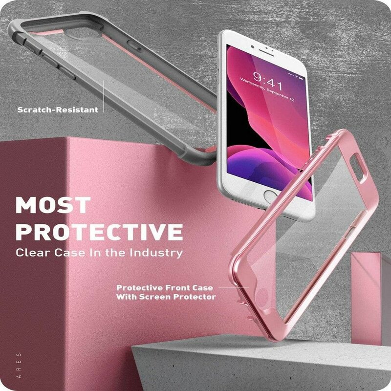 [Pachet 360°] Husa iPhone SE 2, SE 2020 i-Blason Ares + Folie Ecran - Pink