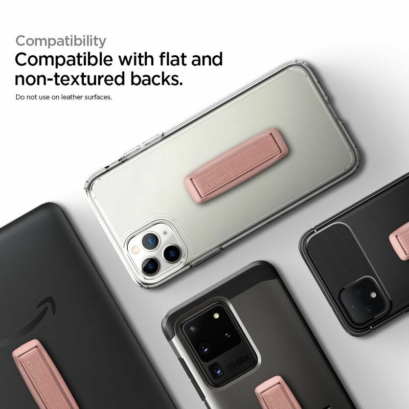 Curea / Banda Husa Telefon Spigen Flex Strap Universala Cu Suport Pentru Degete Flexibila Si Elastica - Rose Gold