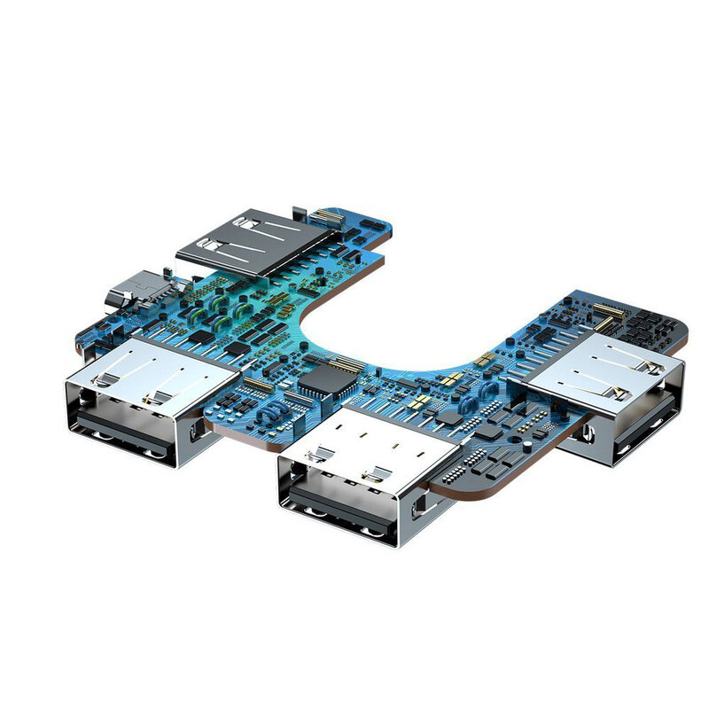 Hub Baseus Fully Folded Portable 4-in-1 Type-C/4xUSB 2.0 With Type-C OTG Power Supply - CAHUB-DW01 - Black