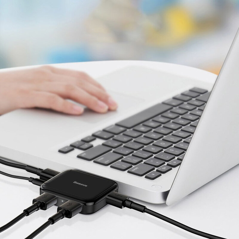 Hub Baseus Fully Folded Portable 4-in-1 Type-C/4xUSB 2.0 With Type-C OTG Power Supply - CAHUB-DW01 - Black