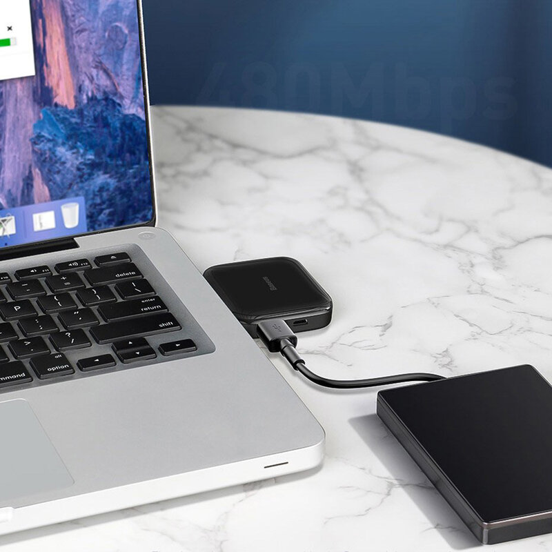 Hub Baseus Fully Folded Portable 4-in-1 Type-C/4xUSB 2.0 With Type-C OTG Power Supply - CAHUB-DW01 - Black