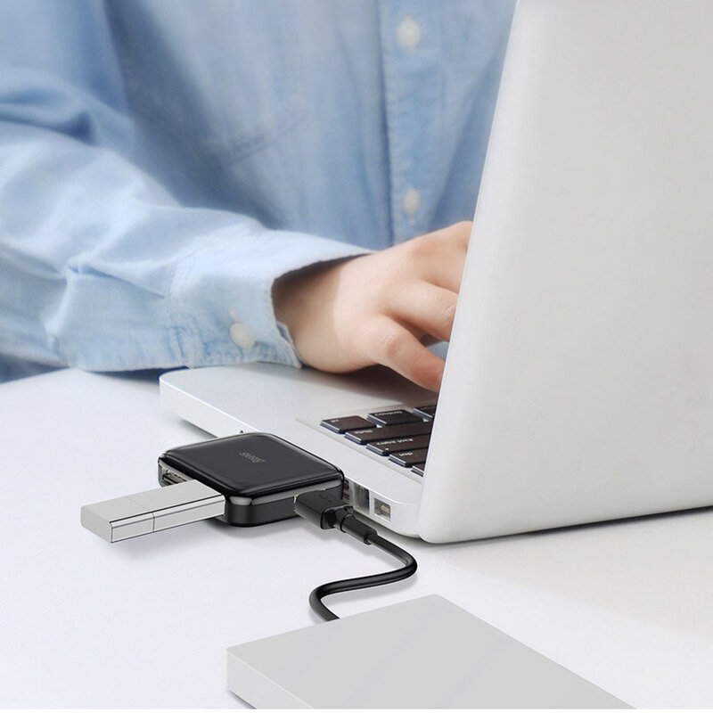 Hub Baseus Fully Folded Portable 4-in-1 Type-C/4xUSB 2.0 With Type-C OTG Power Supply - CAHUB-DW01 - Black