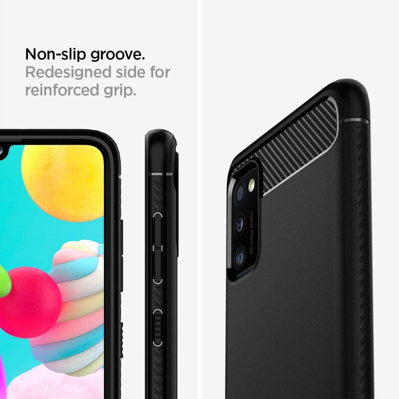 Husa Samsung Galaxy A41 Spigen Rugged Armor, negru